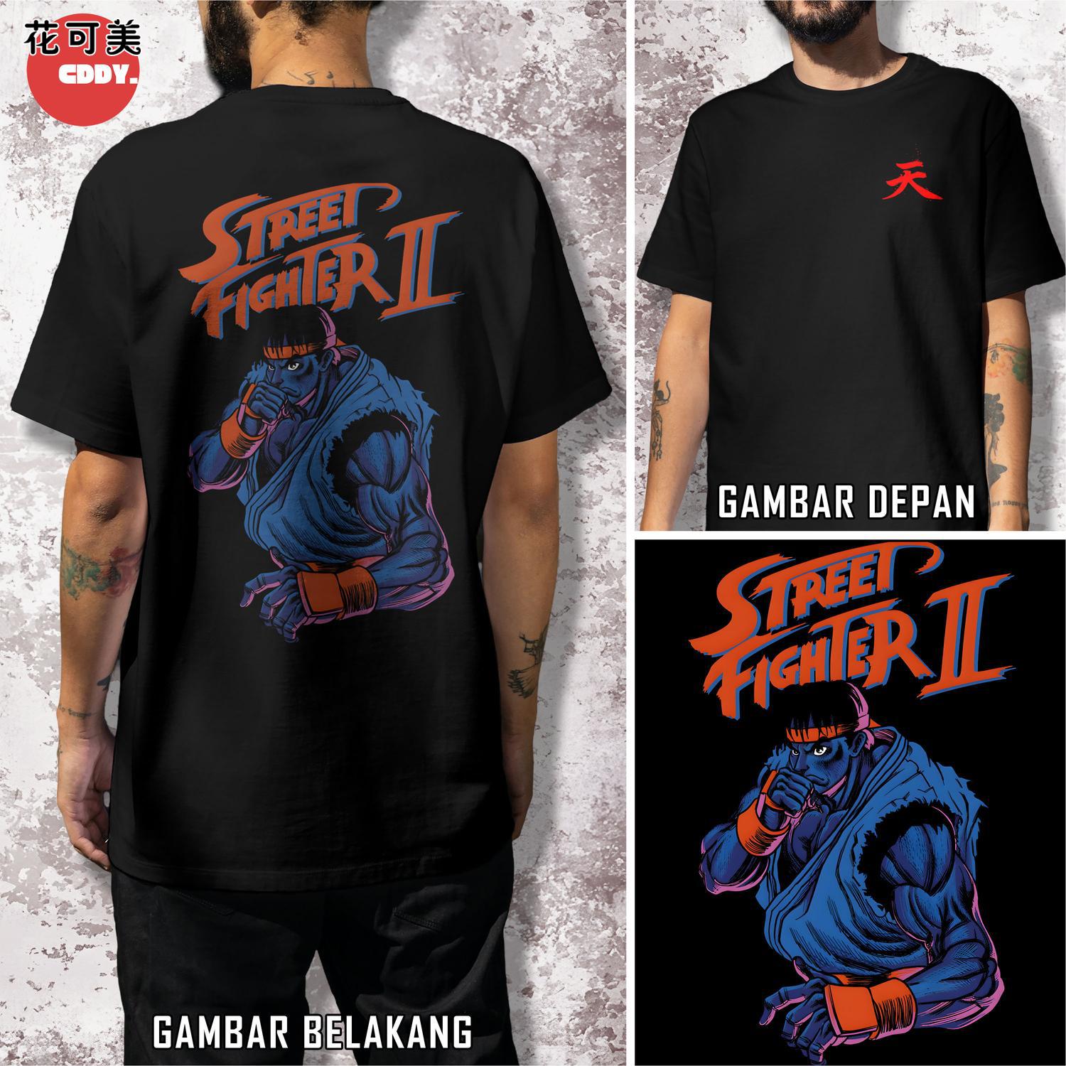 花可美街头霸王2同款短袖T恤男女中性装夏季宽松百搭体恤衫上衣