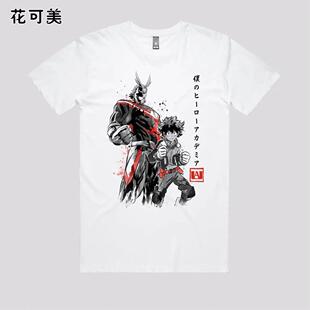 青少年inflames爆豪胜己手绘武士外贸乐队浮世绘短袖T恤男装圆领