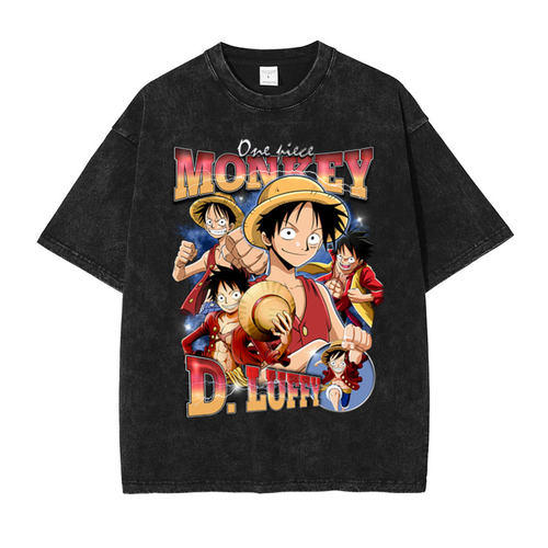 动漫One Piece航海王复古水洗Roronoa Zoro街头原宿短袖休闲t恤潮