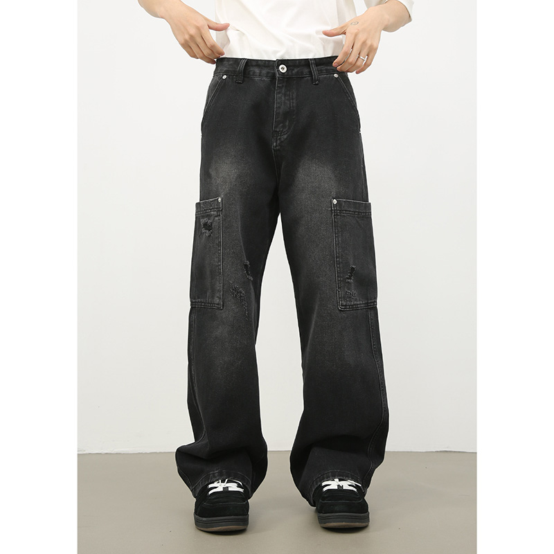 长裤工装裤拉链中腰棉类混纺