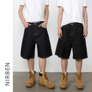 热裤 sicnhe美式 男宽松廊形休闲短裤 百搭原牛五分牛仔短裤 复古夏季