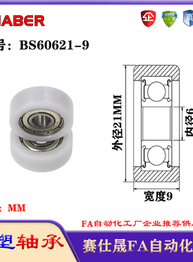赛仕晟包塑轴承BS60621-9塑料尼龙轴承静音滑轮导向轮轨道轮