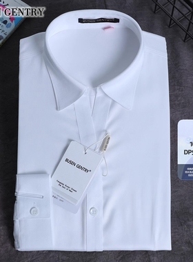 枫桥步森女士春秋纯白色衬衫纯棉职业装通勤工装长袖衬衣17230001