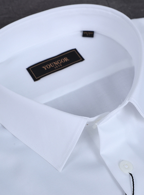 雅戈尔纯棉免烫DP弹力白色男春秋修身英伦长袖衬衫VLPM124927BFYW