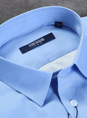 雅戈尔天蓝色保暖衬衫 男冬季羊毛隔层厚款商务衬衣VLBN129832IFA