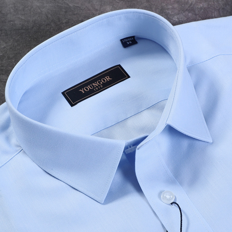 雅戈尔天蓝色DP商务长袖衬衫