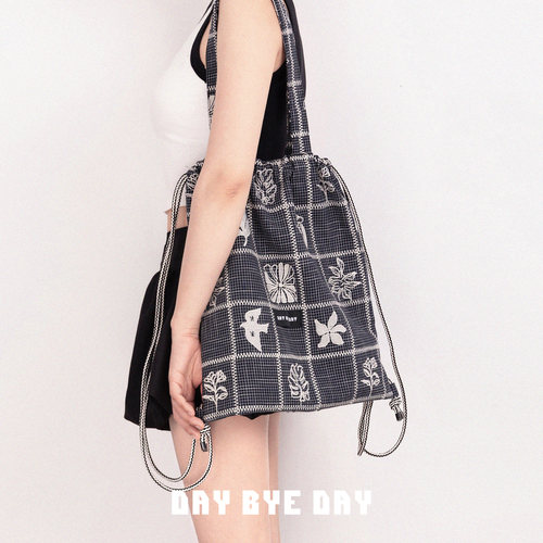 DAY BYE DAY原创单双肩背包复古格子刺绣女文艺小众大容量托特包