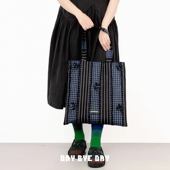 DAY条纹托特包女新款 DAY BYE 大容量单肩通勤百搭格子流苏立体花