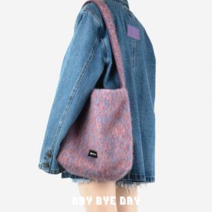 小众大容量通勤托特包双面 DAY原创单肩斜挎毛呢女个性 DAY BYE