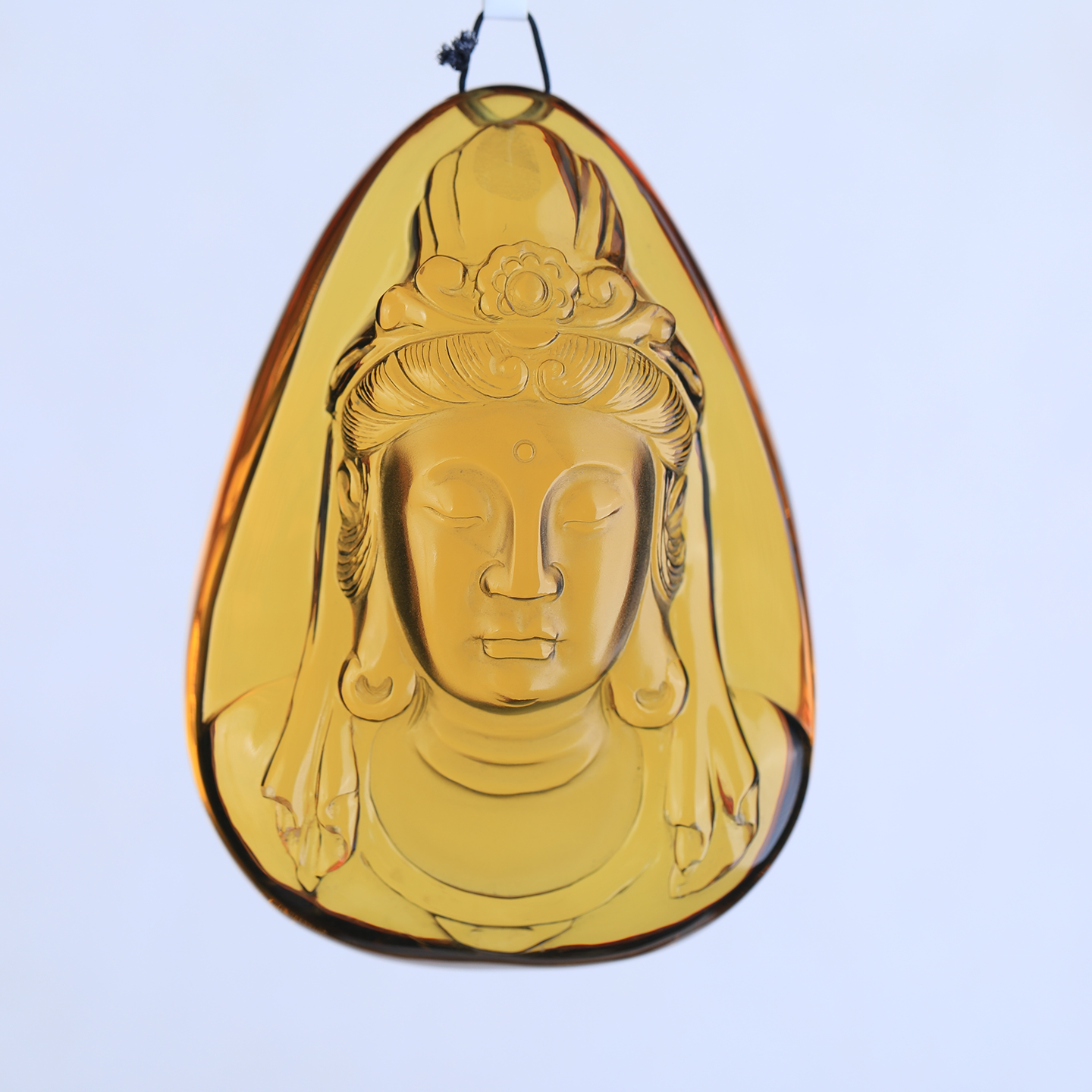 万福天然缅甸琥珀金珀净水观音像吊坠小众高级复古简约男女百搭