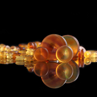 天然缅甸琥珀蜜蜡法轮108粒项链双层车轮珠背云款隔珠金棕配饰DIY