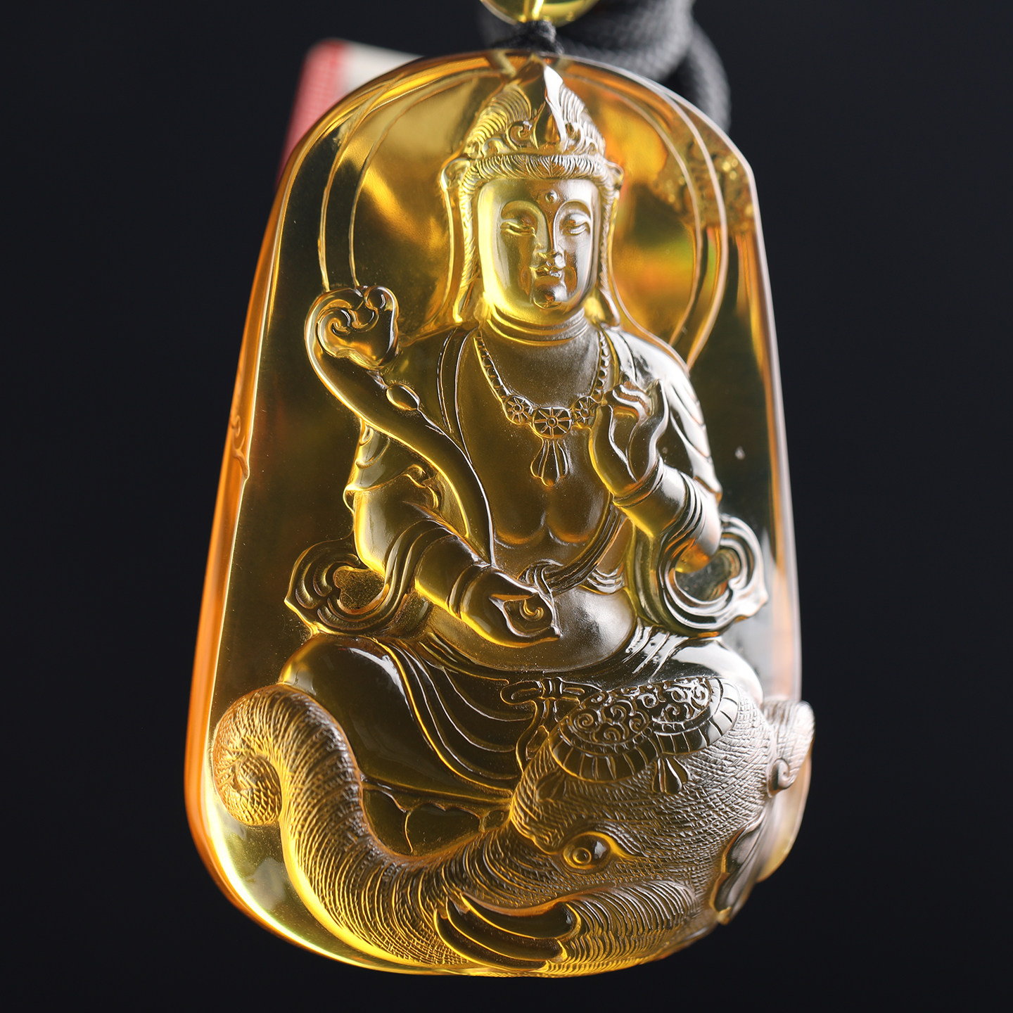 万福缅甸天然琥珀普贤菩萨吊坠金珀龙蛇本命佛手工雕刻件挂件