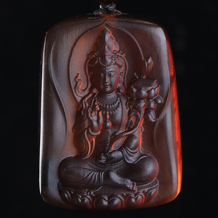 万福天然缅甸琥珀度母玉龙观音不动明王吊坠雕刻神龙护主一念之间