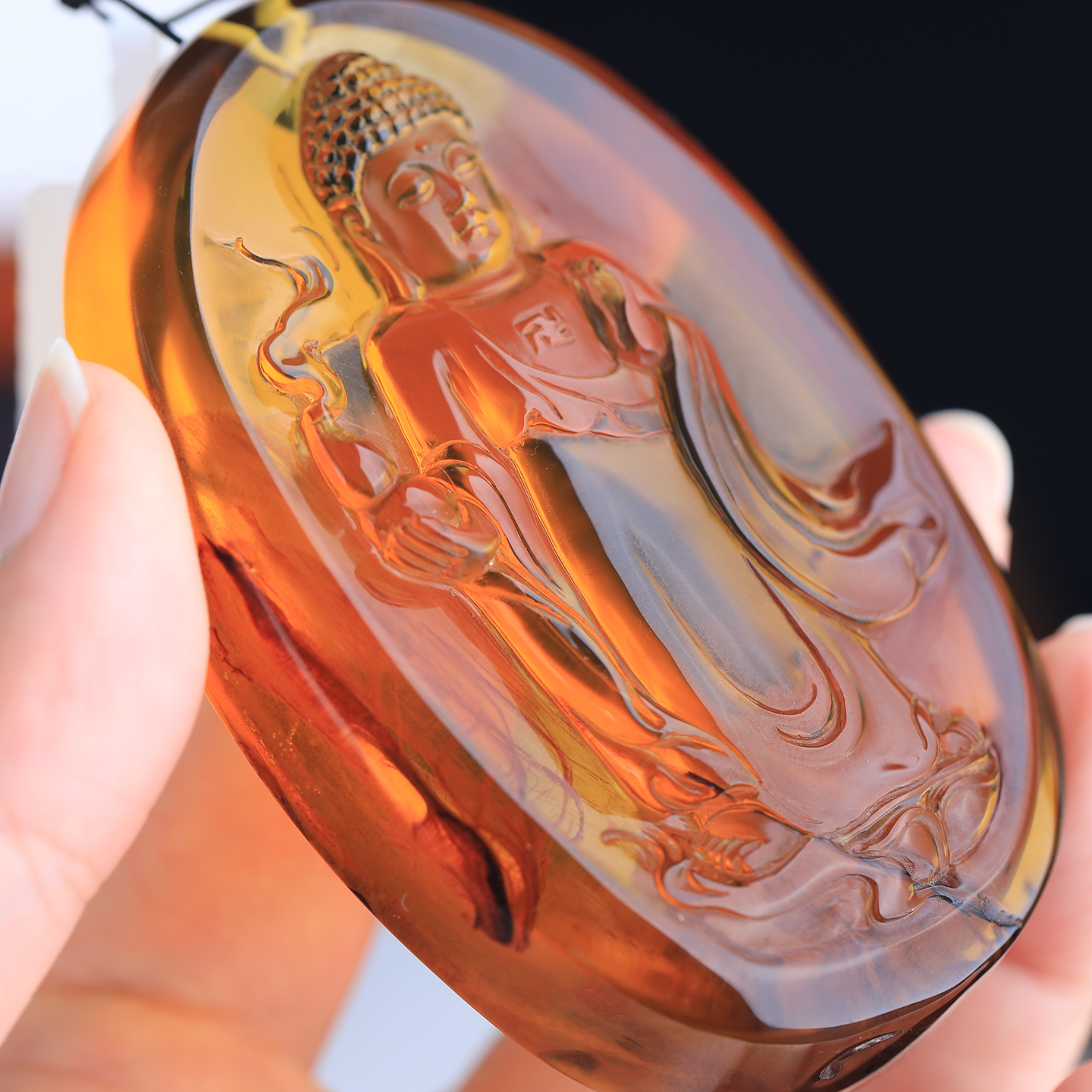 万福天然缅甸琥珀茶蜜大日如来吊坠林汇作品生肖护身大气本命佛