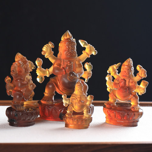万福琥珀大黑天六臂玛哈嘎拉摆件