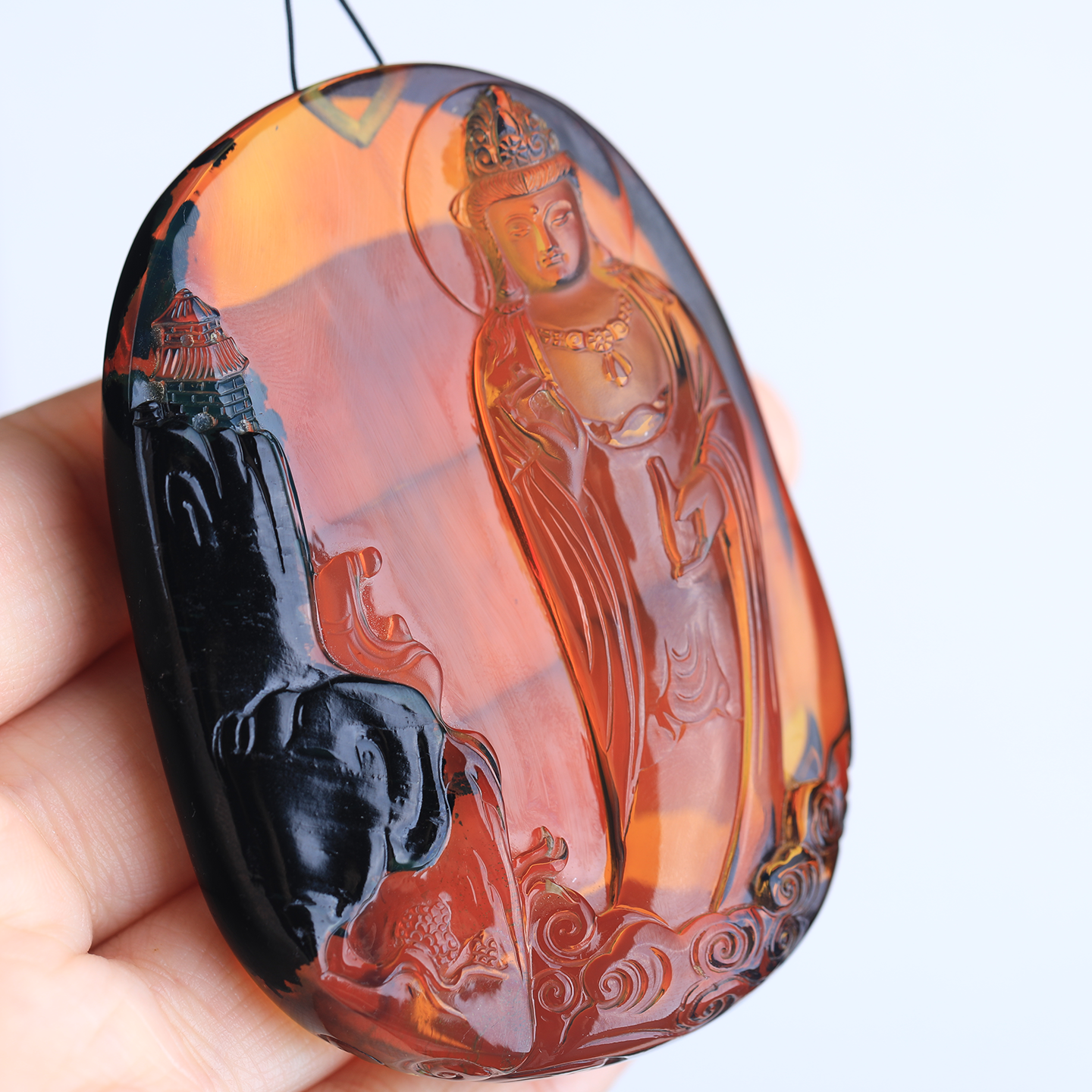 万福天然缅甸琥珀血珀植物意境山水观音牌悟道吊坠俏色巧雕净瓶,珠宝/钻石/翡翠,颈饰,淘宝优惠券,粉丝福利购,淘宝优惠卷