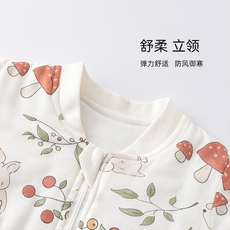 婴儿睡袋秋冬120克夹棉新生儿棉衣三头拉链式防踢被宝宝分腿睡袋