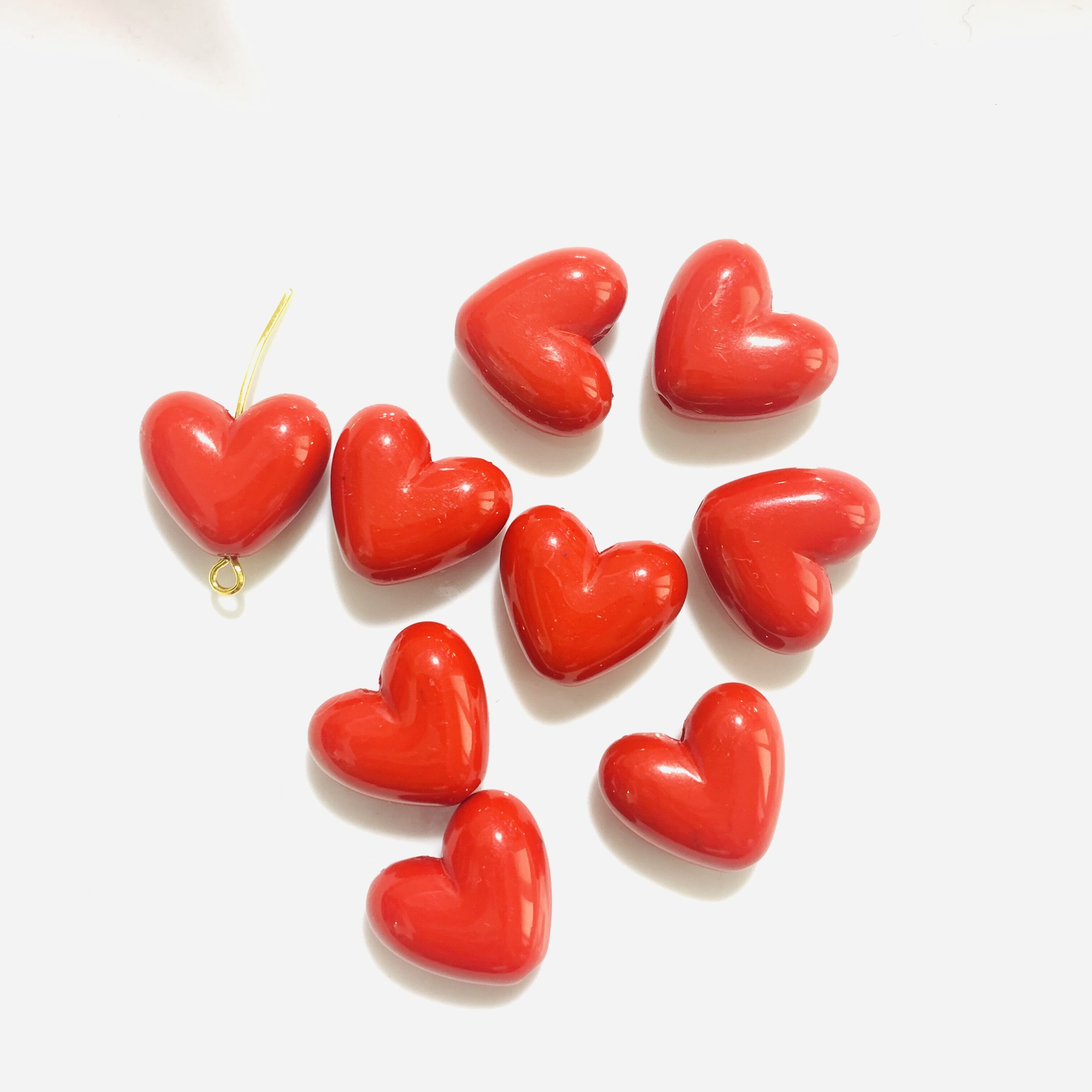 手工diy耳环材料包制作耳钉挂件手作耳坠饰品配件红色爱心吊坠