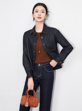 25111001复古松弛休闲牛仔外套短款长袖夹克秋冬新款女时髦百搭