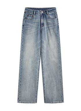 复古水洗牛仔裤直筒裤女2025秋冬新款高腰显瘦休闲裤气质时尚长裤