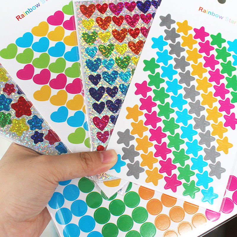 彩色星星心形圆点组合diy相册日记成长记录手账贴纸 贴画小粘贴