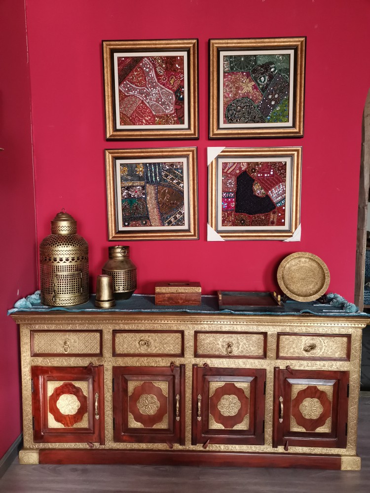 印度实木包铜边柜餐边柜