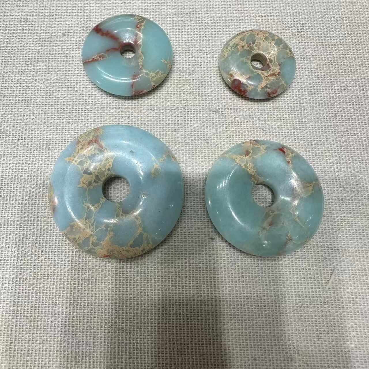 天然寿山石打磨平安扣大中小号编织DIY车挂包挂流苏饰品配饰材料图片
