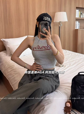 韩国直邮AGA阿加姐代购街头风个性吸睛体恤背心