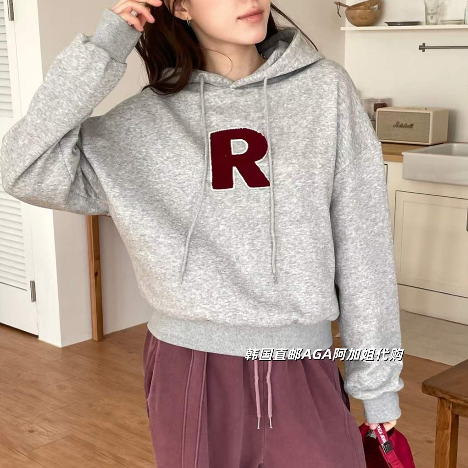 韩国直邮AGA字母R卫衣简约