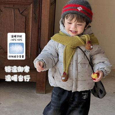 男童羽绒服冬装加厚婴儿卡通面包服宝宝90白鸭绒保暖连帽外套 a类
