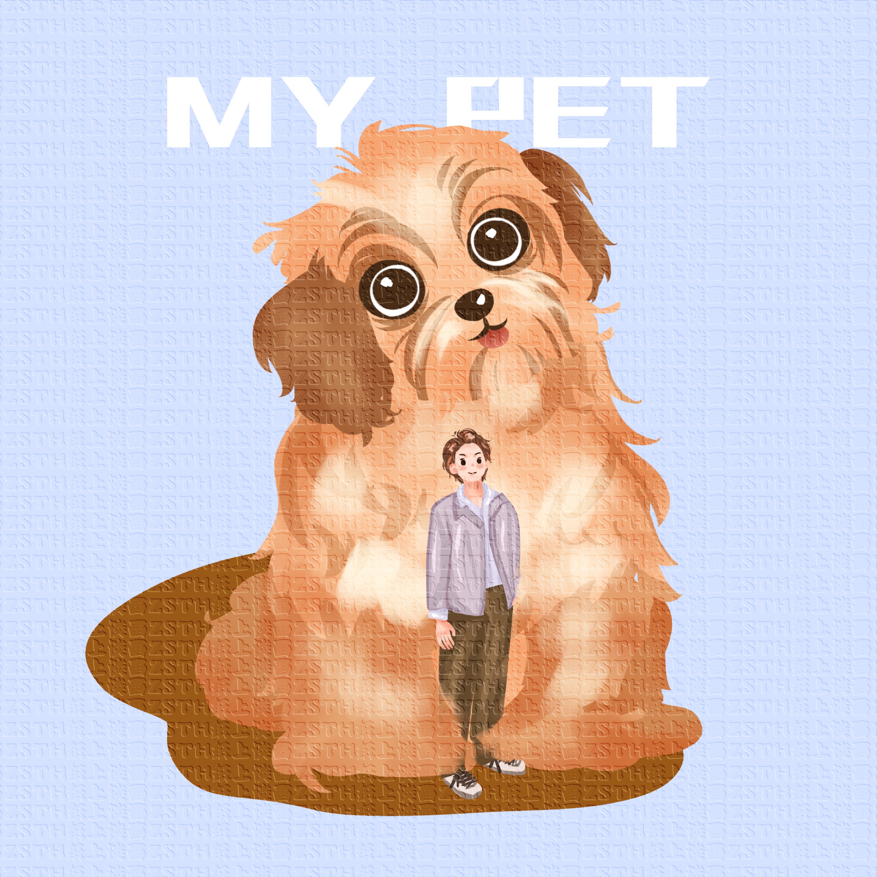 手绘真人萌宠头像设计约稿定制猫咪狗狗照片转卡通q版形象原创