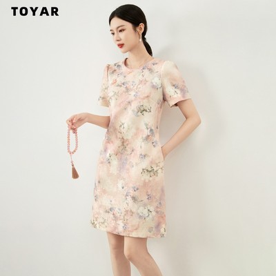Toyar2415511-新中式国风清冷韵味优雅收腰连衣裙子新品女装夏