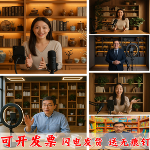 知识博主直播背景布书房书柜高级感3D立体仿真墙背书架直播间装饰