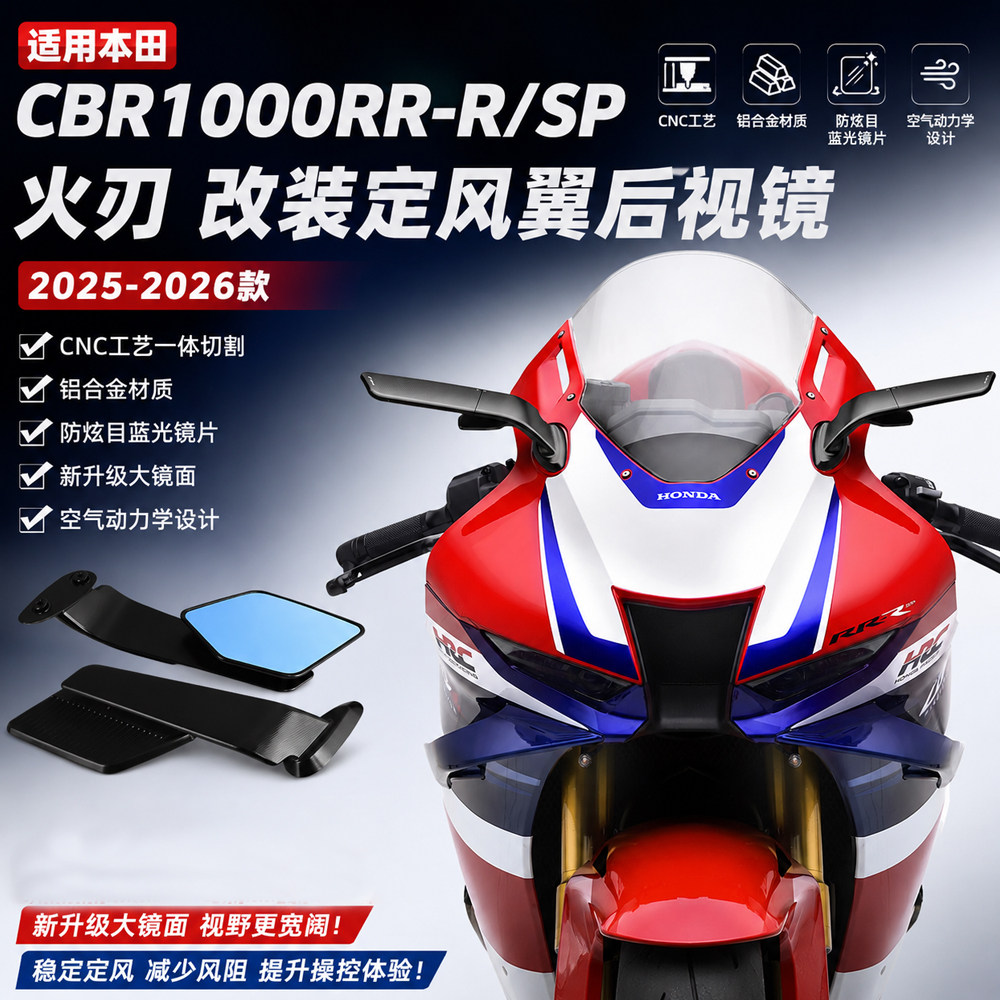 适用25-26款本田CBR1000RRR/SP火刃改装刀锋定风翼后视镜反光镜