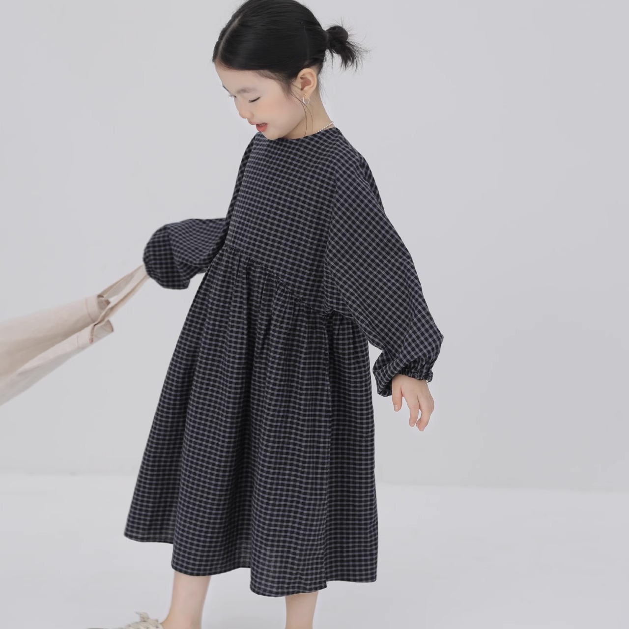 秋冬温柔淑女格子日系亲子连衣裙