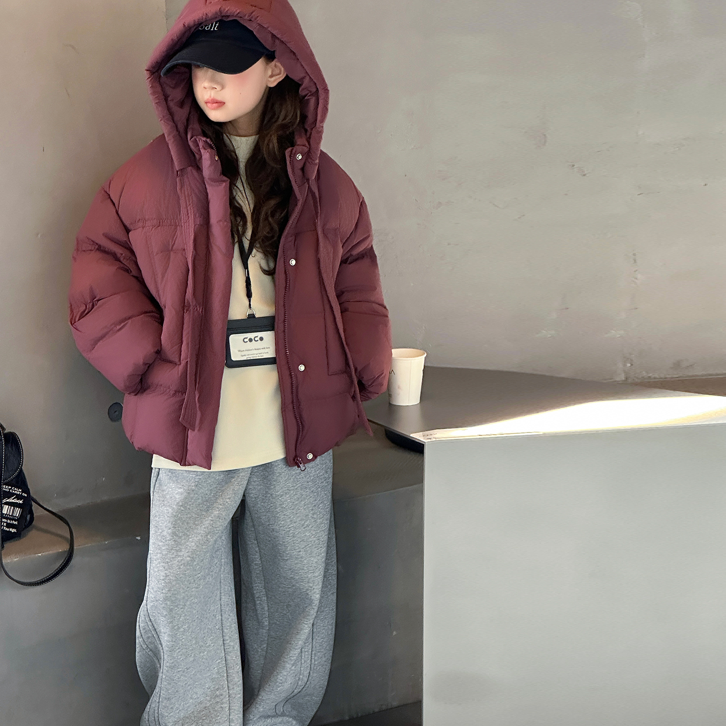 加厚女童防风90羽绒服白鸭绒上衣