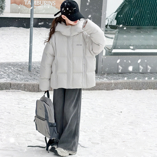 女童90羽绒服冬装2025新款中大童连帽加厚外套韩版白鸭绒上衣保暖