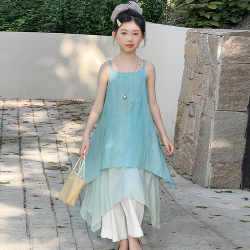 女童连衣裙韩版夏薄款吊带裙凉感