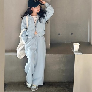 女童运动套装春季2025新款中大童连帽外套纯棉百搭裤子休闲两件套