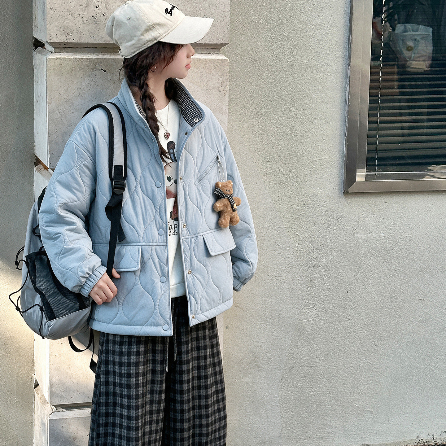女童夹棉加厚秋冬两面穿棉服外套