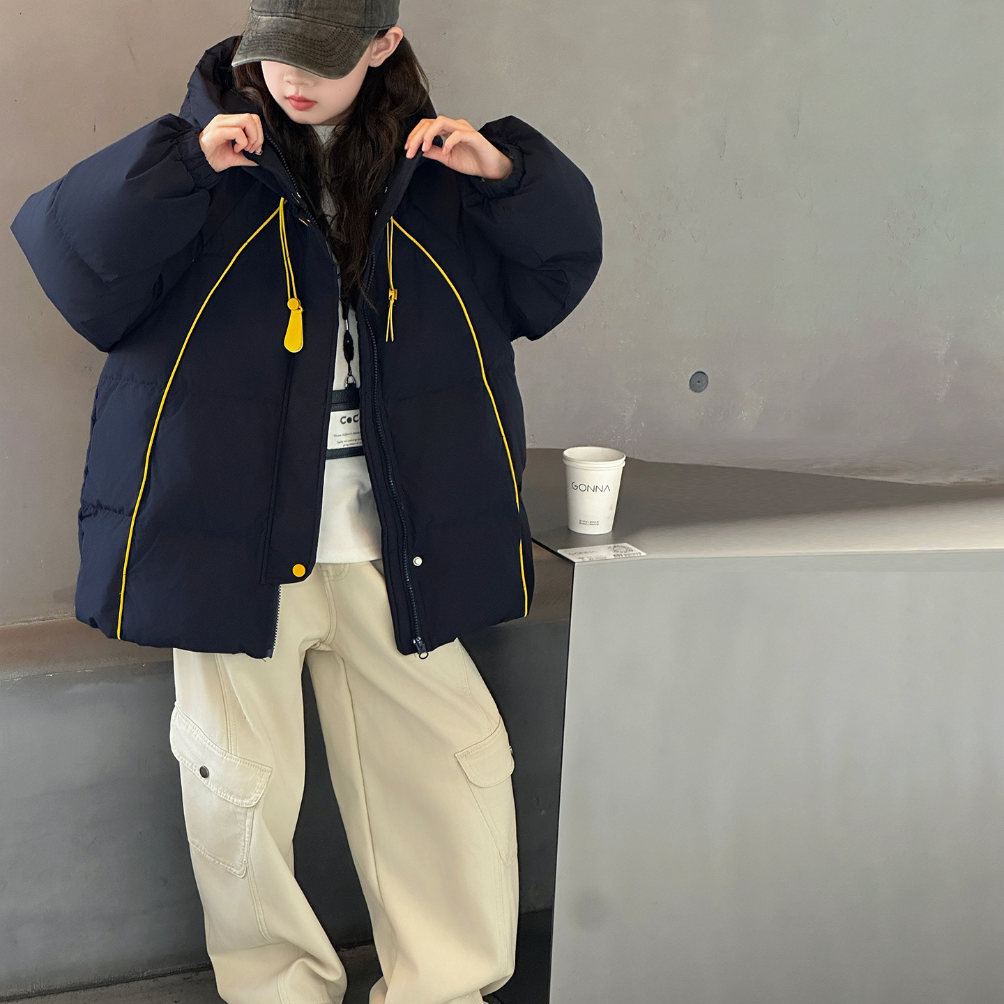 加厚女童防风90羽绒服白鸭绒外套