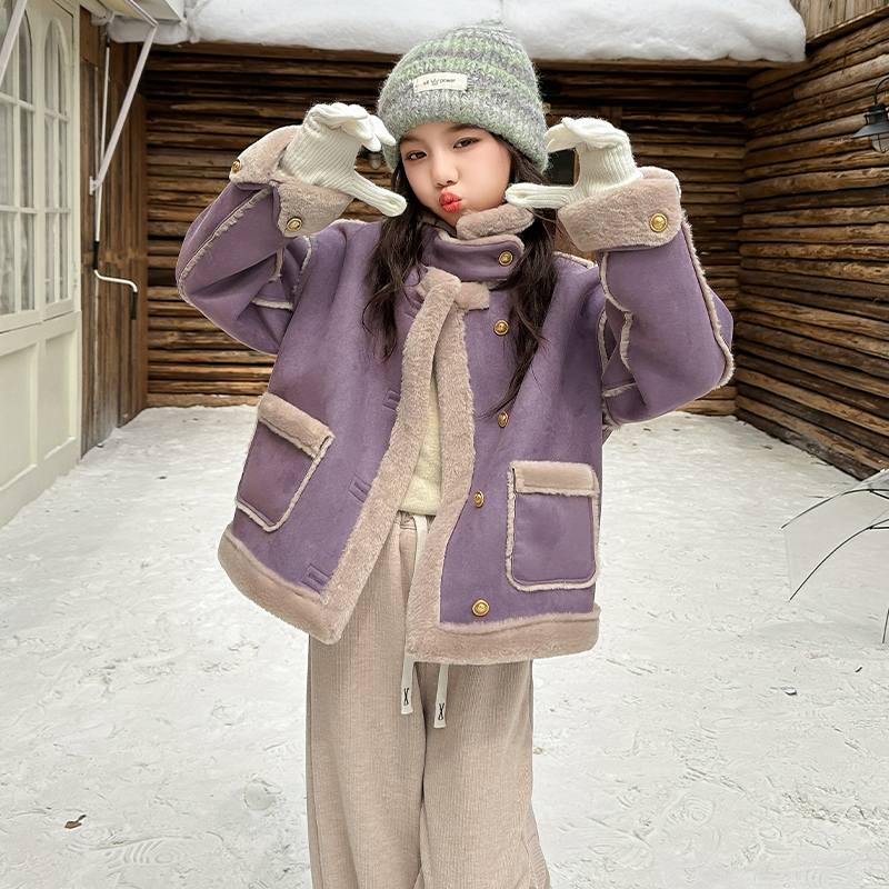 外套皮毛一体秋冬立领加厚毛毛衣