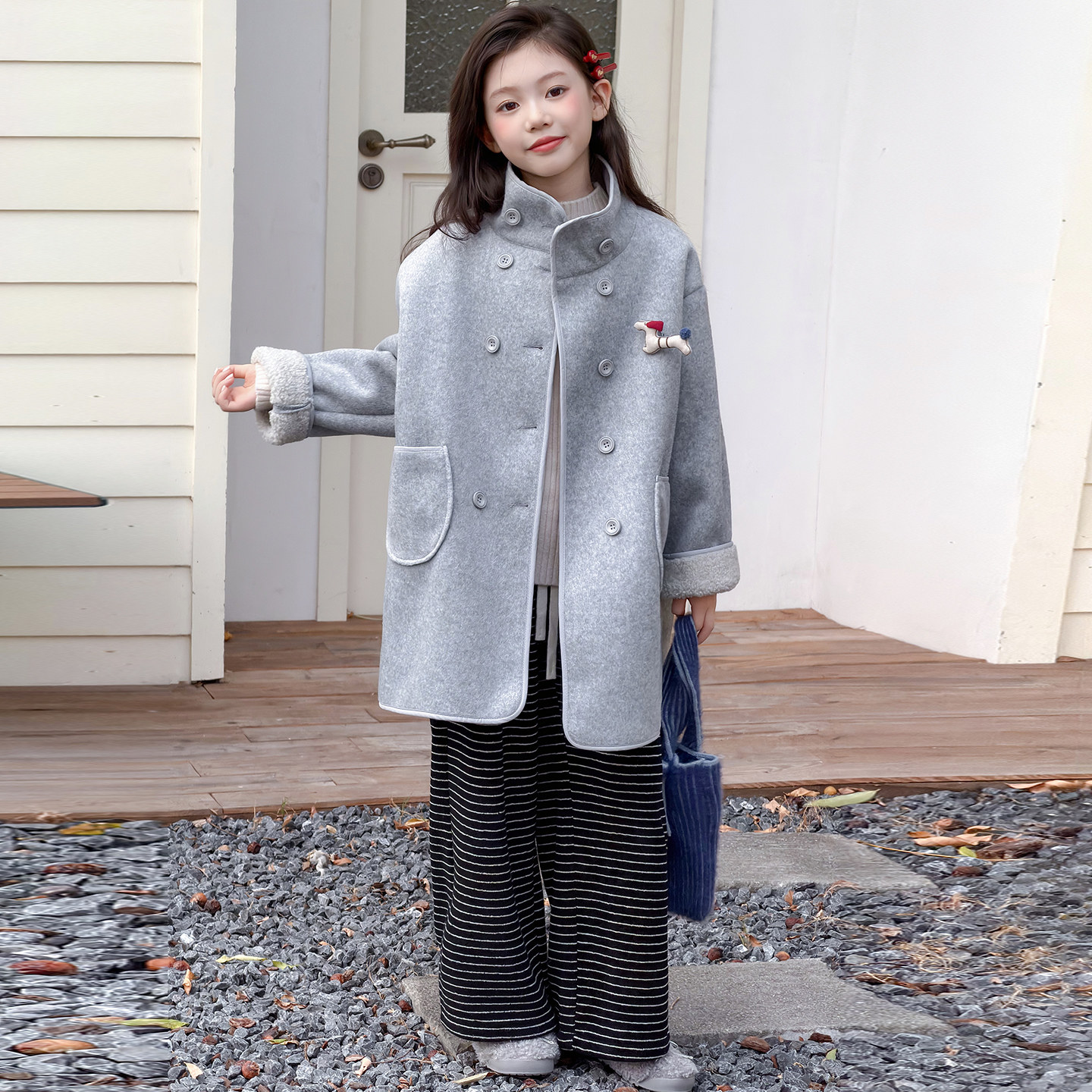 女童呢大衣秋冬装2025新款中大童立领中长款外套韩版加绒大衣保暖,童装/婴儿装/亲子装,呢大衣,淘宝优惠券,粉丝福利购,淘宝优惠卷