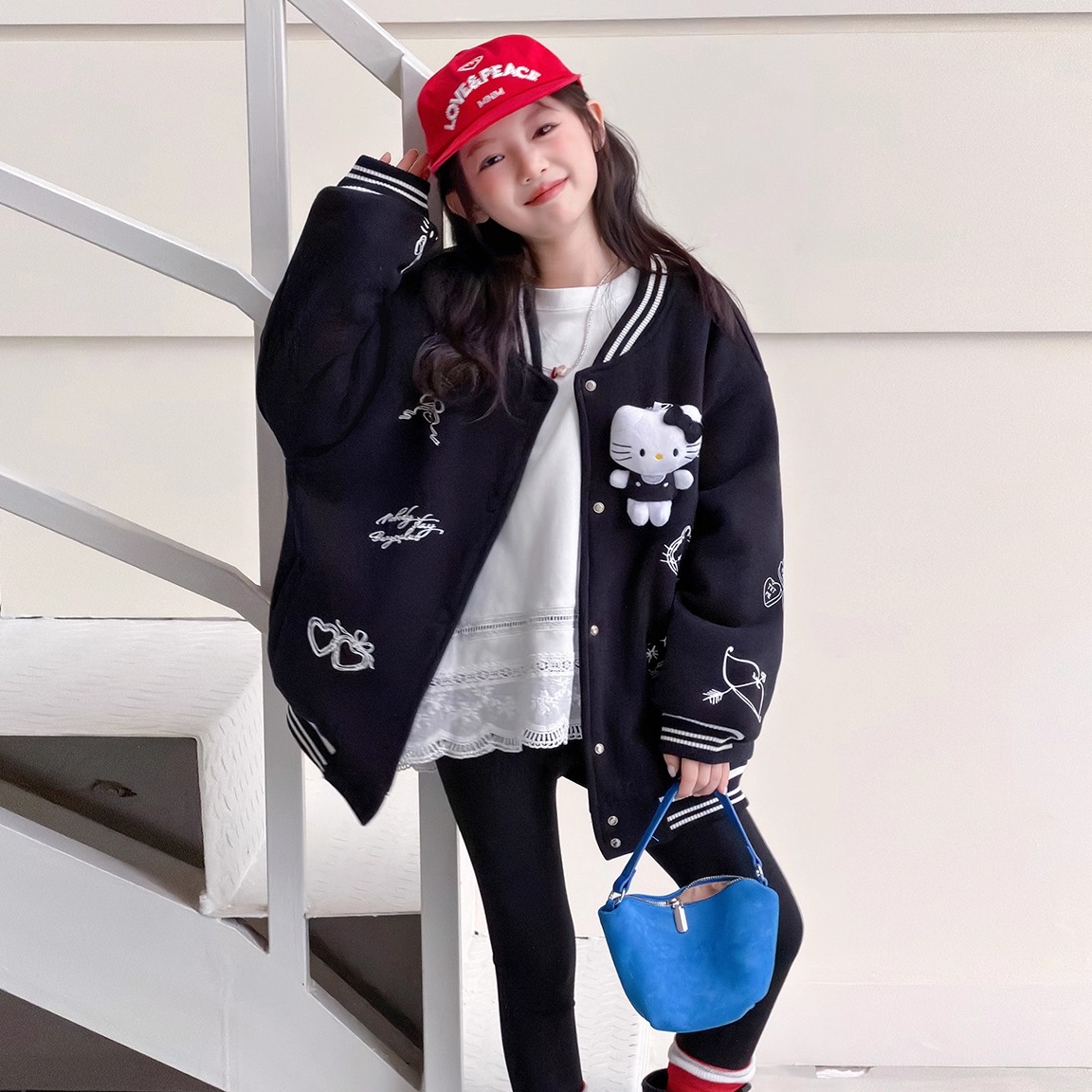 夹棉加厚秋冬kitty猫印花棒球服9