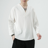 春夏风七分袖T恤男潮流中式汉服潮流V领半袖t恤衫上衣AC03P25，男装T恤，星座220-2