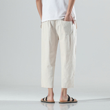 2025夏季风七分裤男棉麻裤子潮大码休闲直筒裤男哈伦裤K69P45，男装牛仔裤，四季星座220-2