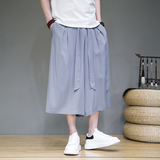 夏季轻薄七分裤男风宽松裙裤潮大码休闲哈伦阔腿裤子K2301P45，男装牛仔裤，星座220-2