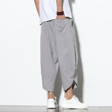 2025夏季休闲七分裤男风棉麻哈伦裤潮流大码宽松沙滩裤K56P40，男装牛仔裤，四季星座220-2