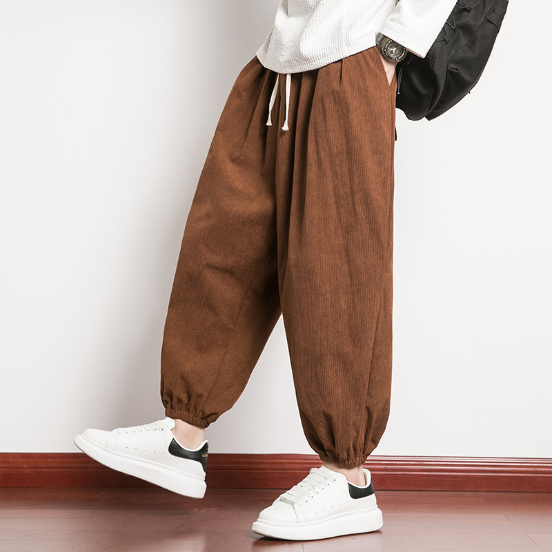 秋冬风休闲裤男宽松灯芯绒日系哈伦裤潮流大码工装裤K110P45,男装工装外套,星座220-2
