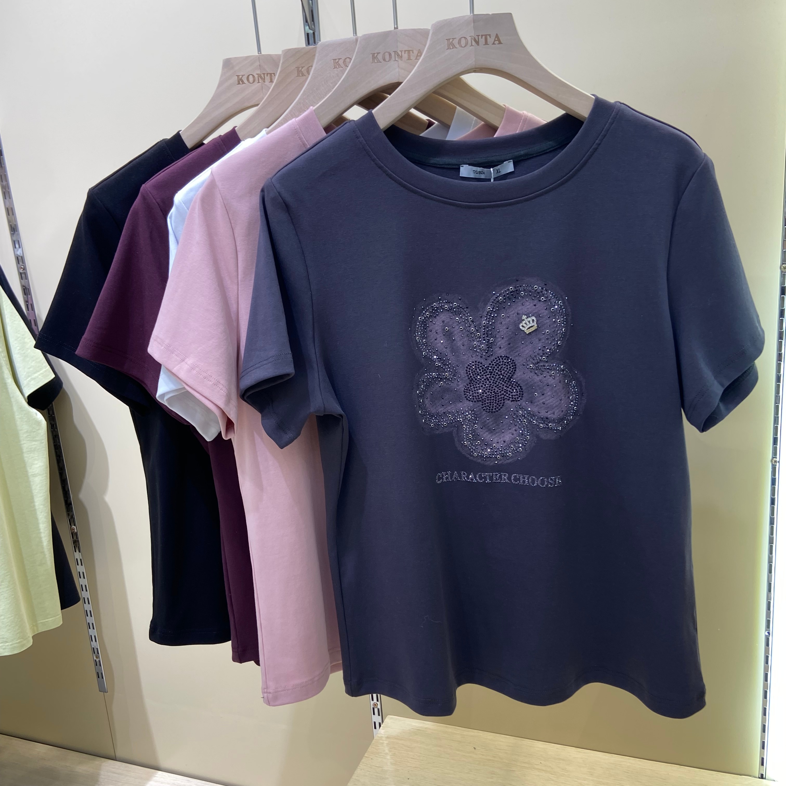 紫蔓藤2562夏季新款女士圆领短袖棉质背心运动打底冰感T恤休闲钻